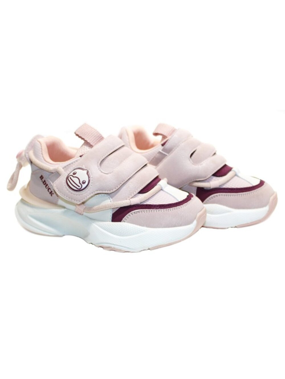 B.Duck Toddler Sneakers Girl 3D Cartoon Pink Maroon Hook & Loop Size 10.5